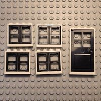 Lego 4x Fenster (schwarz-weiss) und Tür