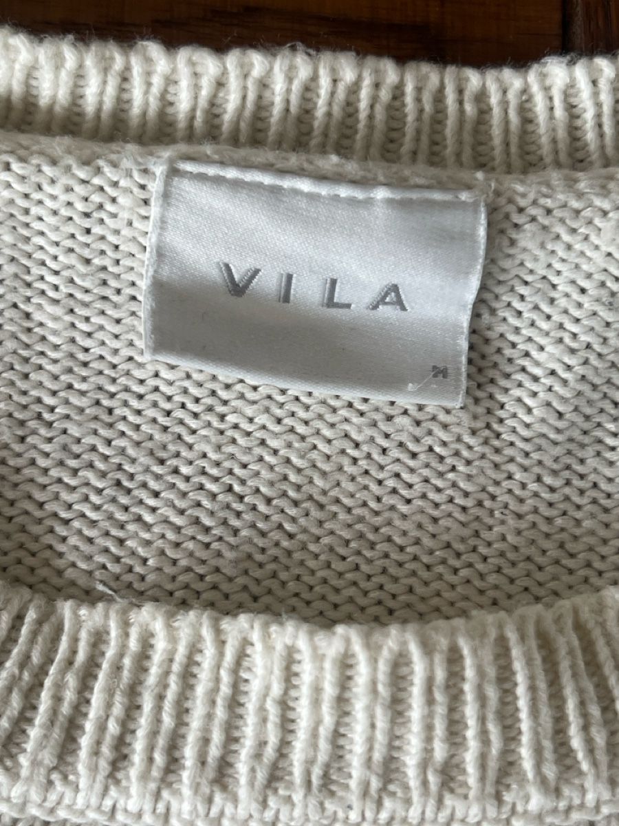 Vila Maglioni & Felpe: Pull VILA rayé blanc et marron col rond taille M – Usato da Walenstadt venduto da Unianrig 2