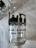 6 Trinkgläser Schnapps Glas Bahnhof Einweihung Bern 1974