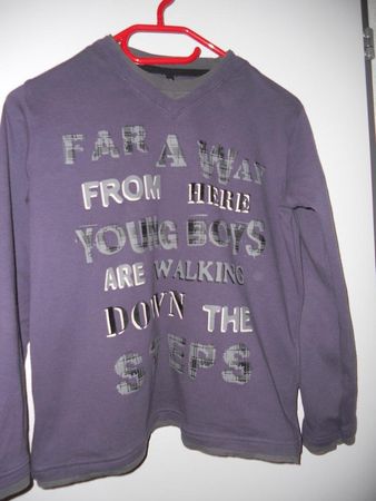 Neuw. T'Shirt langarm - violett/grau - Gr. 152/164