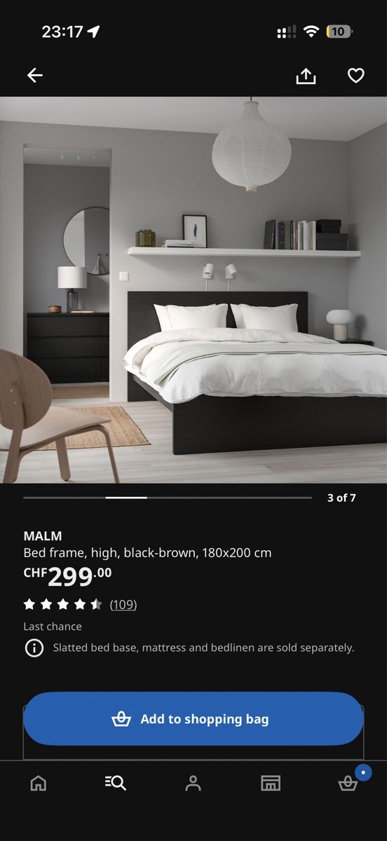 Ikea Letti: Malm 180x200 with mattress  – Usato da Zug venduto da joepg