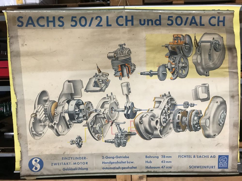 Original Fichtel Sachs 502 CH Motor Poster Werkstatt Tigra (Gebraucht ...