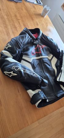 Alpinestars Motorradjacke Leder schwarz/weiss, Gr. 54 Top!