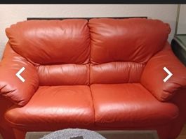 Rotes Echtleder Sofa, Zweisitzer !