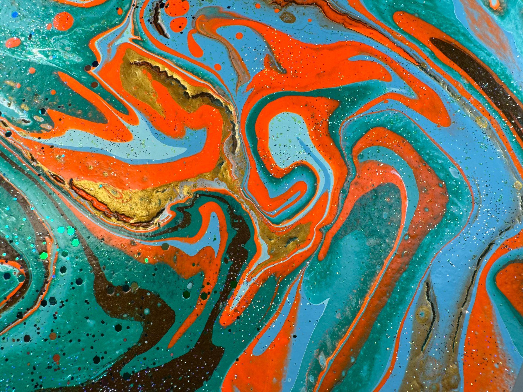 Dipinti: Acryl-Flüssigmalerei, Sechseck – Usato da Schlieren venduto da MayaSheng1983 1