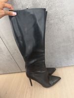 Damen Stiefel schwarz Leder mit Absatz Grösse 38 gebraucht