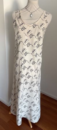Maxikleid Schrägschnitt Baumwolle off white beige M 38
