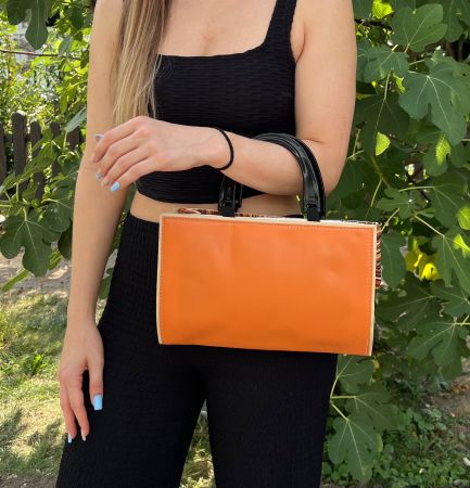 Handgemachte Handtasche in Orange (einzigartiges Unikat)