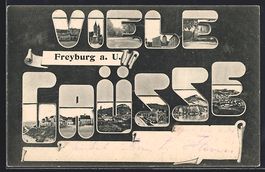 Grusskarten-AK Freyburg a. U., Ortsansic