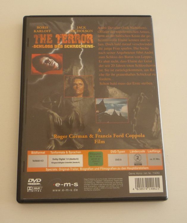 The Terror (DVD) Horrorfilm m Boris Karloff, Jack Nicholson (Gebraucht ...