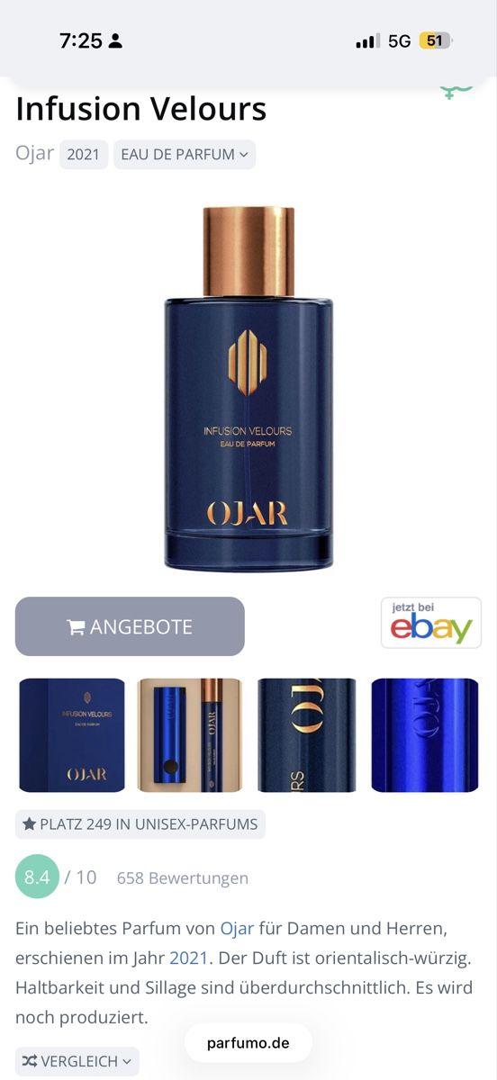 Profumi & Eau de Toilette: Ojar - Infusion Velours 100ml – Usato da Romanshorn venduto da jannishko 2