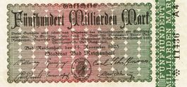Bad Reichenhall 500 Mrd.Mark Serie A4 14.11.1923 VZ++-UNZ
