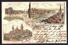 Litho Zürich, Teilansicht, Tonhalle, Ba