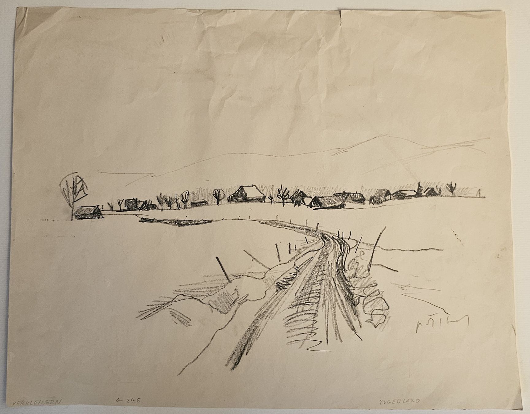 Foto & Immagini: Hans Potthof "Zugerland mit Rigi" Bleistift handsign.selten – Usato da Emmenbrücke venduto da Kunstankaufverkauf