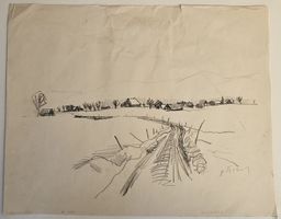 Hans Potthof "Zugerland mit Rigi" Bleistift handsign.selten