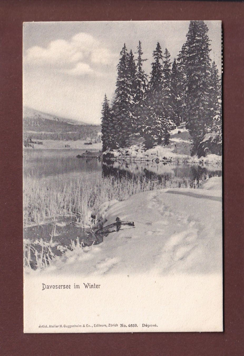 Cartoline postali: DAVOS - Davosersee im Winter - 1912 – Usato da Pully venduto da nicecards