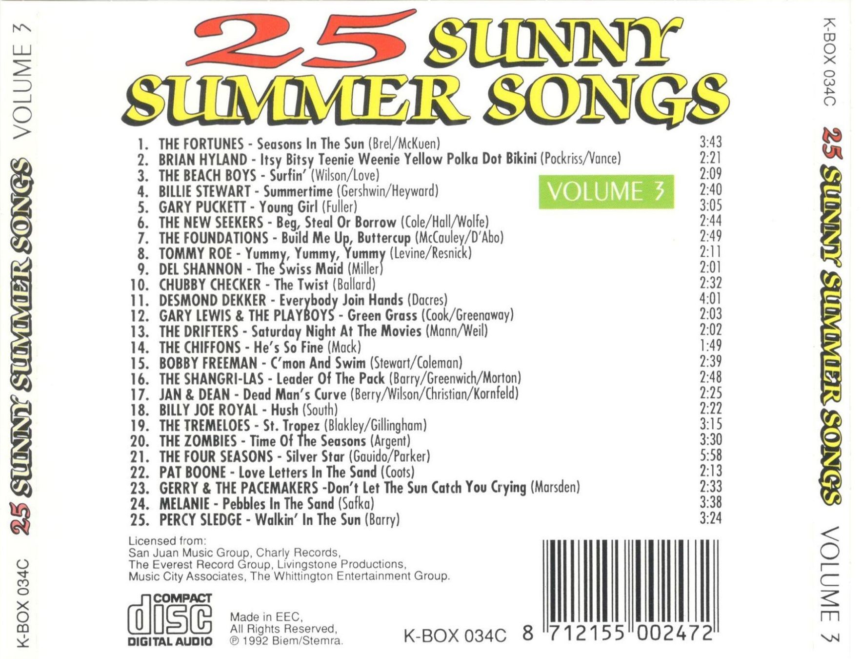 CDs: 25 Sunny Summer Songs CD Volume 3 – Gebraucht aus St. Margarethen TG von ursk10 1