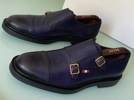 BALLY Uilder Web Logo Dopple Monks Navy Leder Schuh 44 NEUE