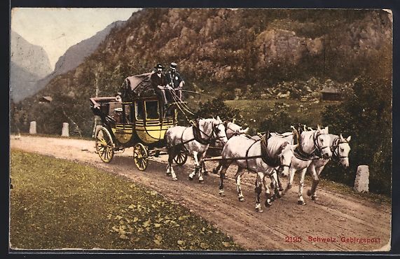 Cartoline postali: Schweiz, Gebirgspost, Postkutsche auf ei – Usato da Berlin venduto da bartko-reher