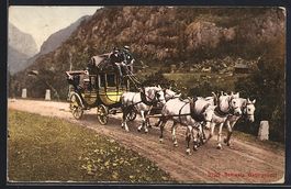 Schweiz, Gebirgspost, Postkutsche auf ei