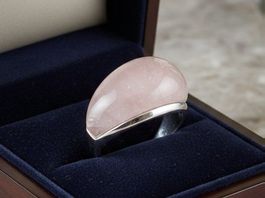 Edlen Natur Rosenquarz Silberring 925 (rhodiniert)- NEU