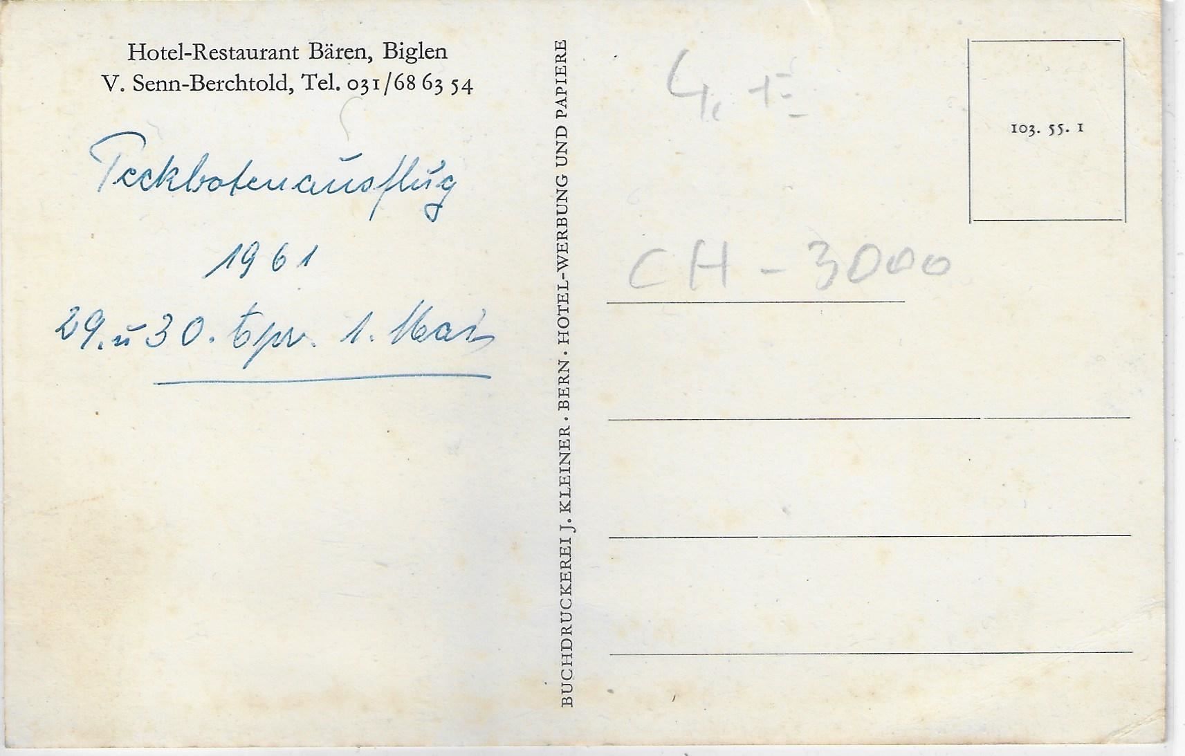 Cartoline postali: Hotel-Restaurant Bären - Biglen – Usato da Ettingen venduto da Kartenplanet 1