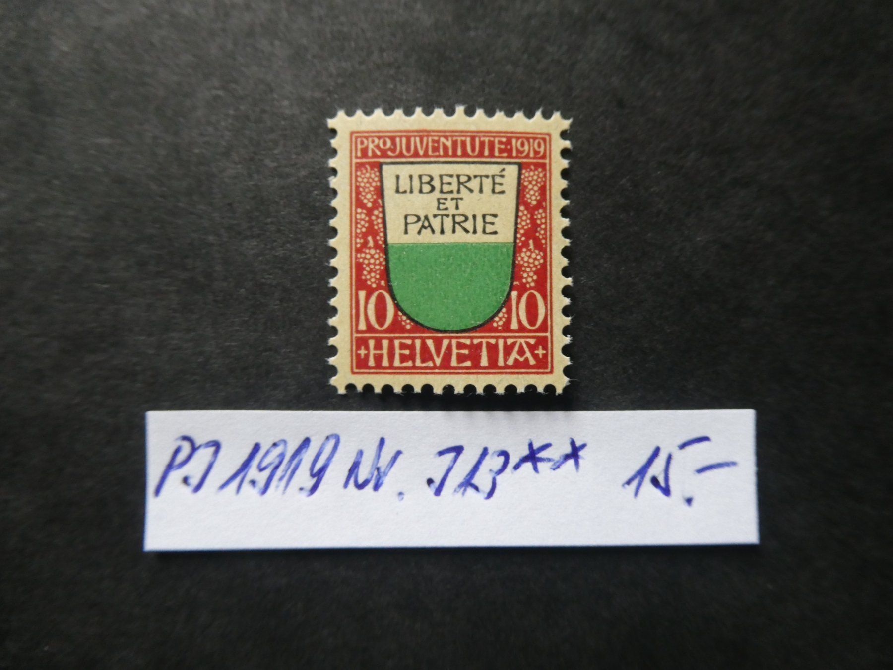Tutti i francobolli: Pro Juventute 1919 Nr. J13 postfrisch – Usato da Lausen venduto da Herbamare01
