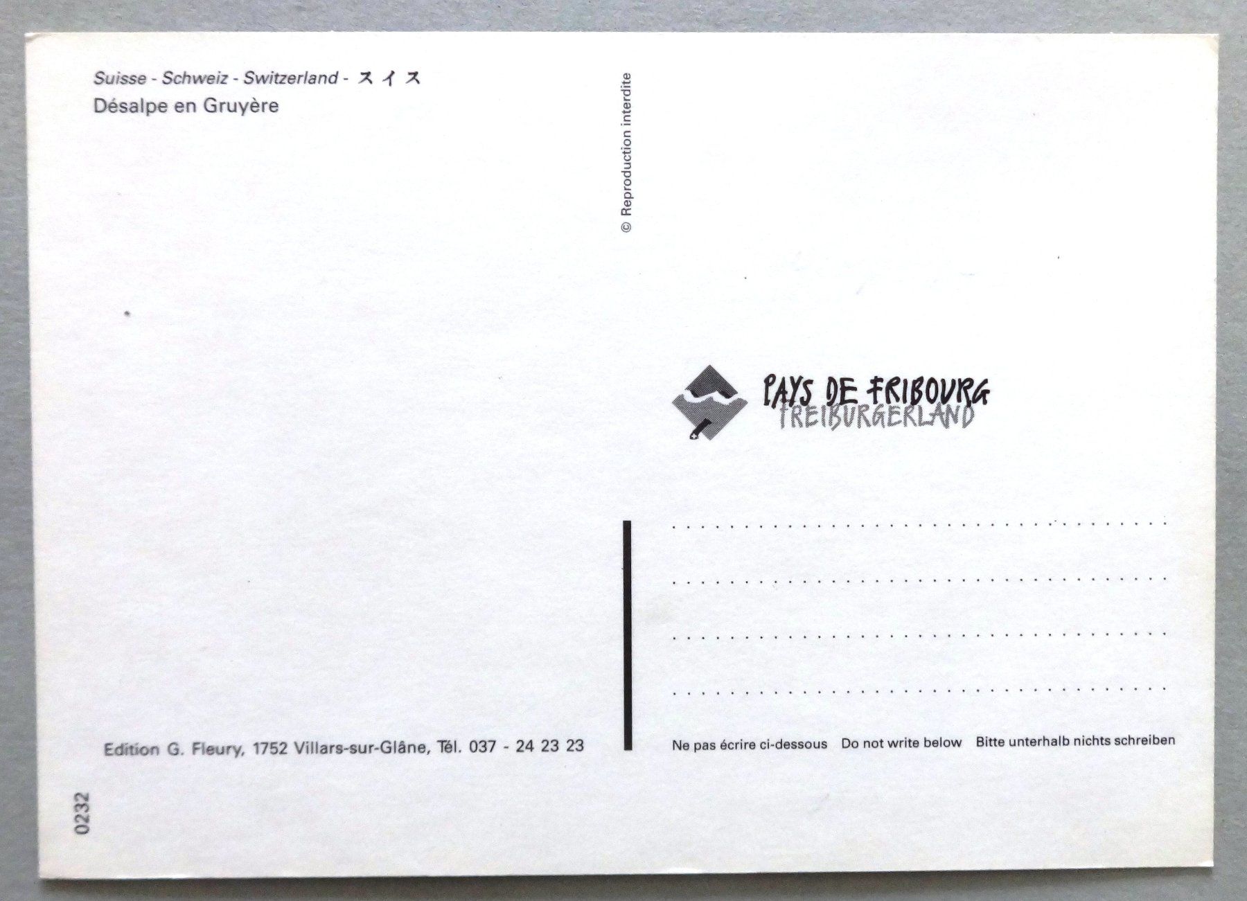 Cartoline postali: Désalpe en Gruyère – Usato da Fétigny venduto da Billy2miny 1