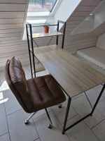 Schreibtisch mit Regal und Stuhl braun Holzoptik