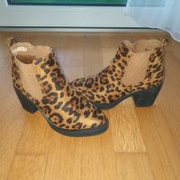 Chelsea Boots mit Absatz, Leopardenmuster, Gr. 38, wie neu