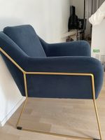 Maisons du Monde Jasper Prussian blue velvet effect armchair