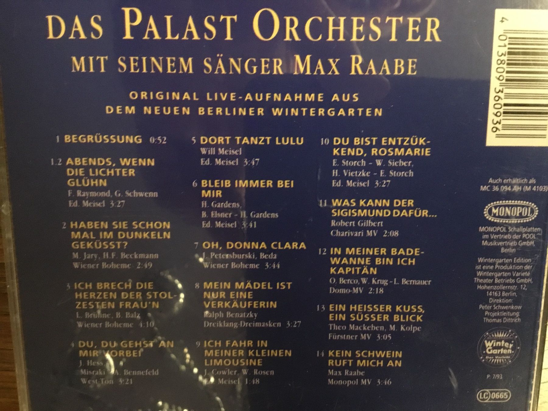 CD: MAX RAABE mit Palast Orchester - Wintergarten Edition CD – Usato da Thierachern venduto da sweden08 1