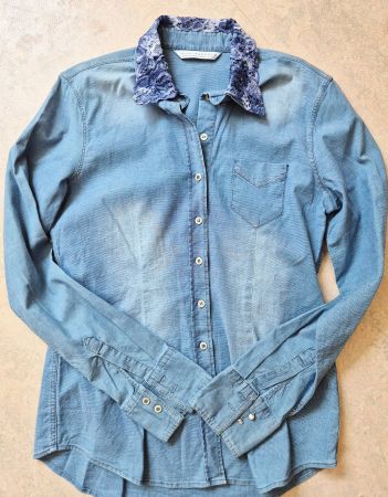 BLUSE MAX VOLMÁRY DIAMONDS PEARLS M 38 JEANS SPITZE TOP