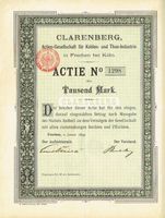 Clarenberg AG für Kohlen- und Thon-Industrie, Frechen - 1899