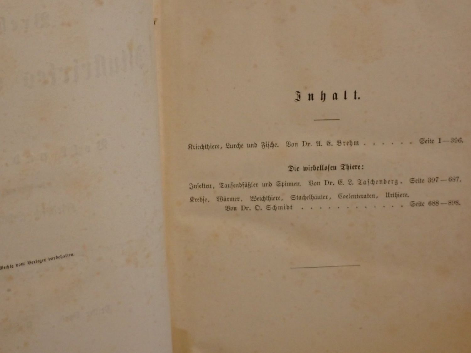 Bücher: Antik  "Brem`s Illustriertes Thierleben", 1860 – Gebraucht aus Winterthur von Minerva_59 6