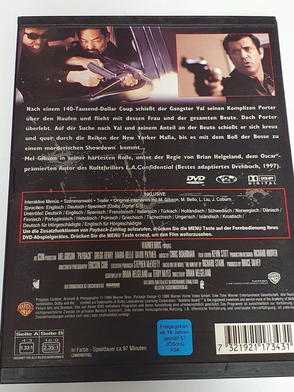 Tutti i DVDs: Mel Gibson PAYBACK Zahltag DVD – Usato da Oberdorf BL venduto da BaldenEagle 2
