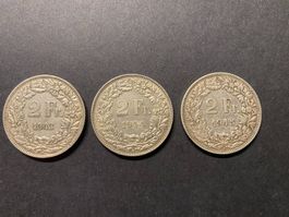 Monnaie / Suisse / 1943-1944-1945 : Frs 2.-