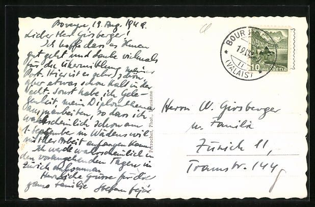 Cartoline postali: Bourg St-Pierre, Route du Gd. St-Bernard – Usato da Berlin venduto da bartko-reher 1