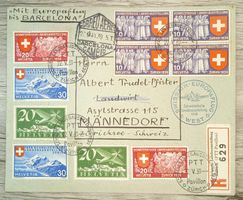 TR59 Enveloppe + Timbre Suisse 1939 To Spain