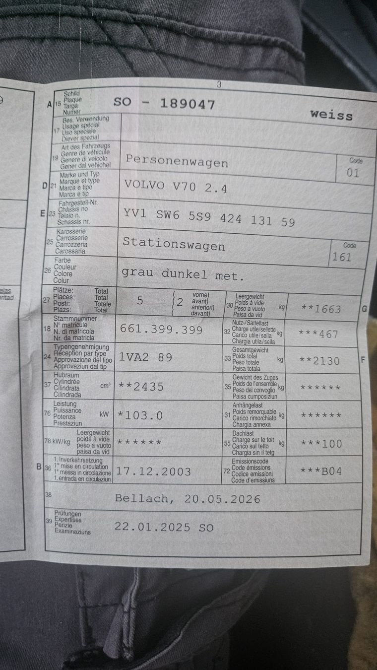 Volvo Automobili: Volvo V70 2.4 – Usato da Mühledorf SO venduto da sch_72xg 5