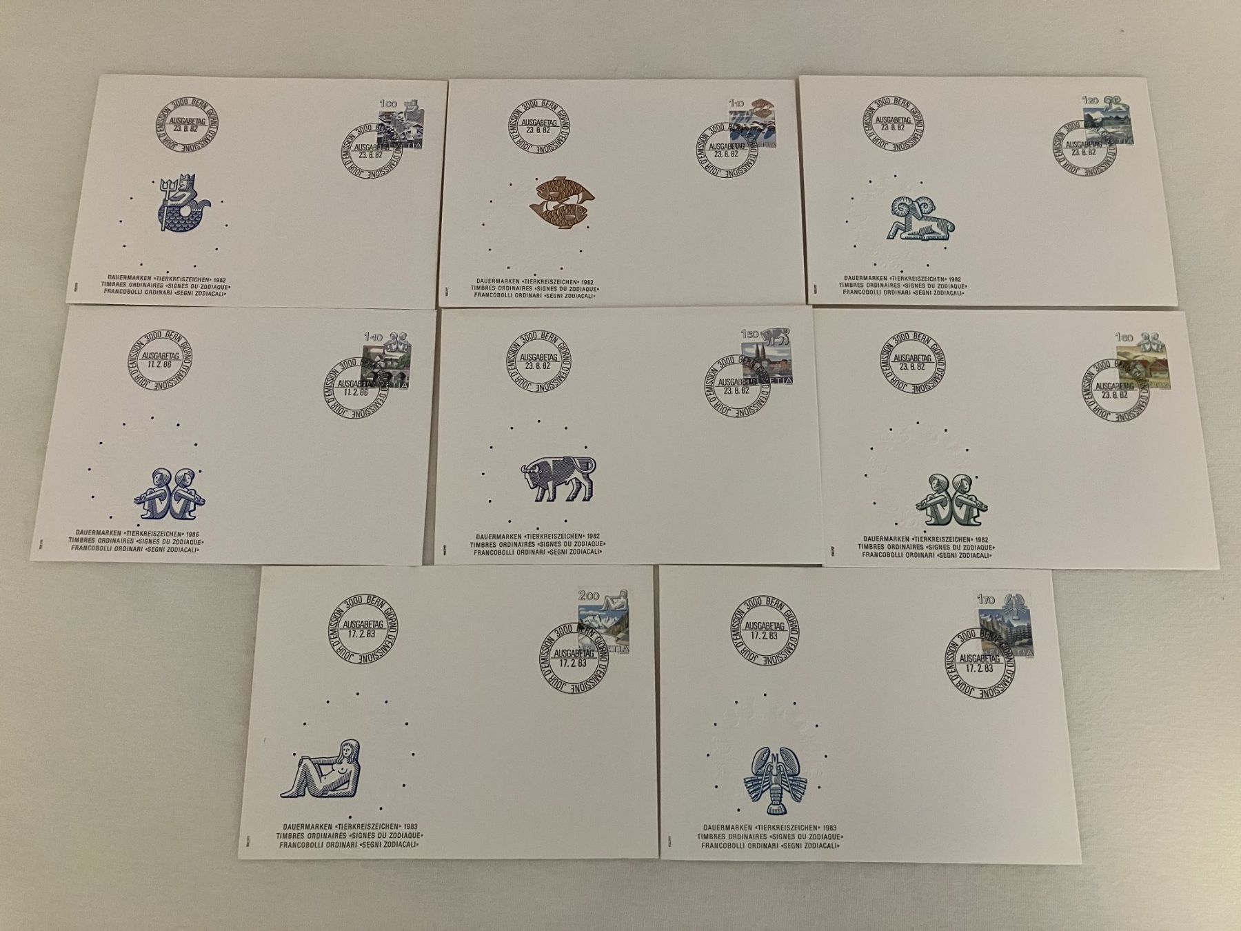 Tutti i francobolli: CH FDC Tierkreiszeichen1983 – Usato da Koblenz venduto da Markenhimmel