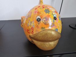 Pomme-Pidou tirelire poisson original fleurs & papillons
