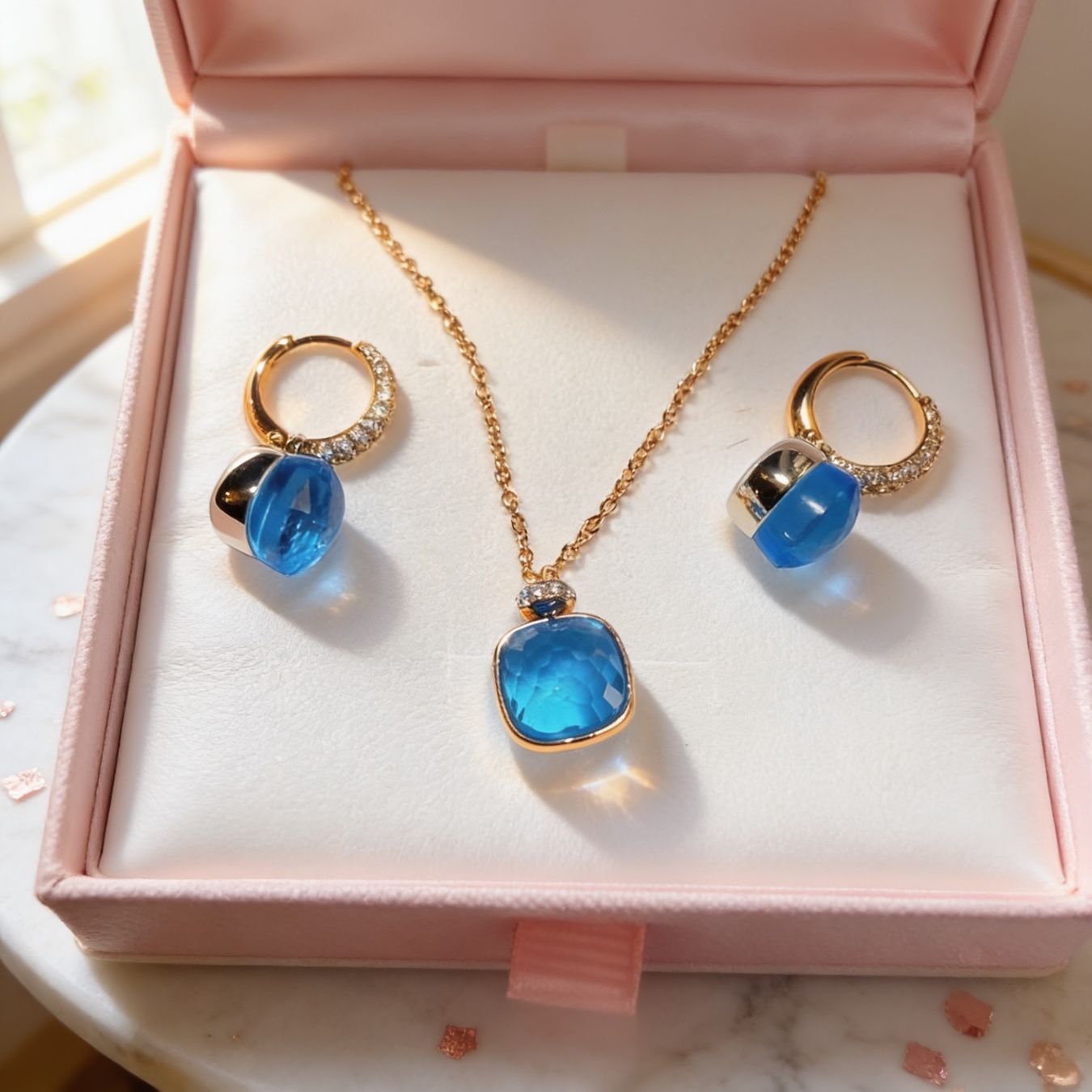 Altri gioielli: Joli ensemble collier et boucles d'oreilles Bleus – Nuovo e nell'imballaggio originale da St-Maurice venduto da Sandrinette123 2