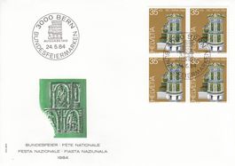 1984 Pro Patria 4 FDC Viererblock