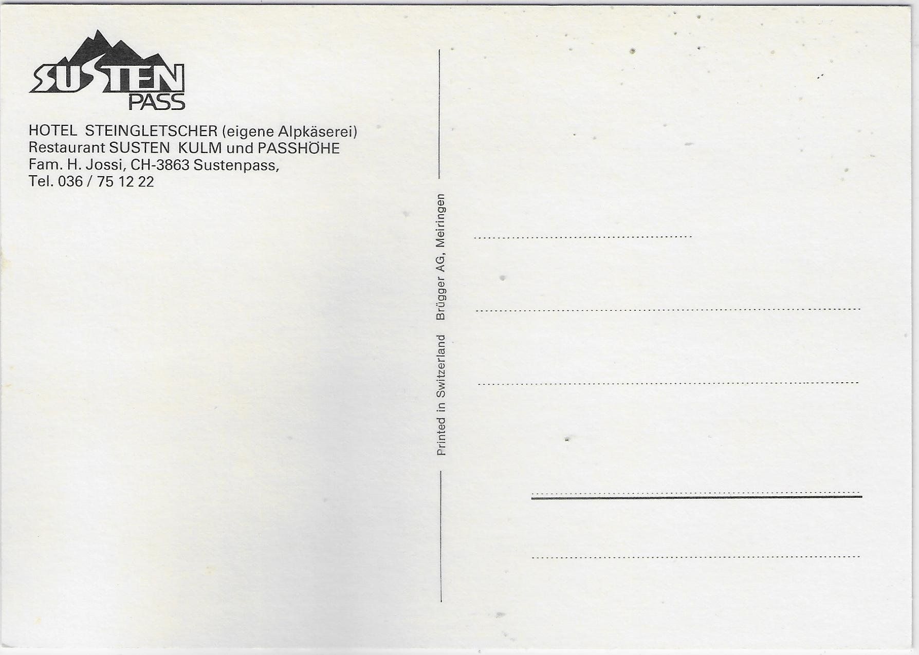 Cartoline postali: Hotel Steingletscher - Restaurant Susten Kulm - Postauto – Difettoso da Ettingen venduto da Kartenplanet 1