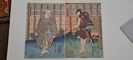 Dypthyk + einzelner Holzschnitt Japan Toyokuni III Kunisada