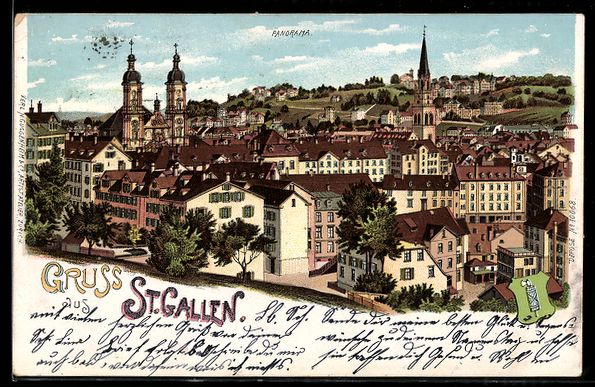 Ansichtskarten: Lithographie St. Gallen, Panorama – Gebraucht aus Berlin von bartko-reher