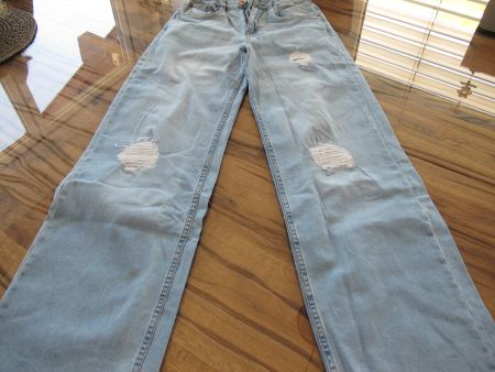 Coole Wide Leg Jeans mit Rissen, hellblau, Grösse 170
