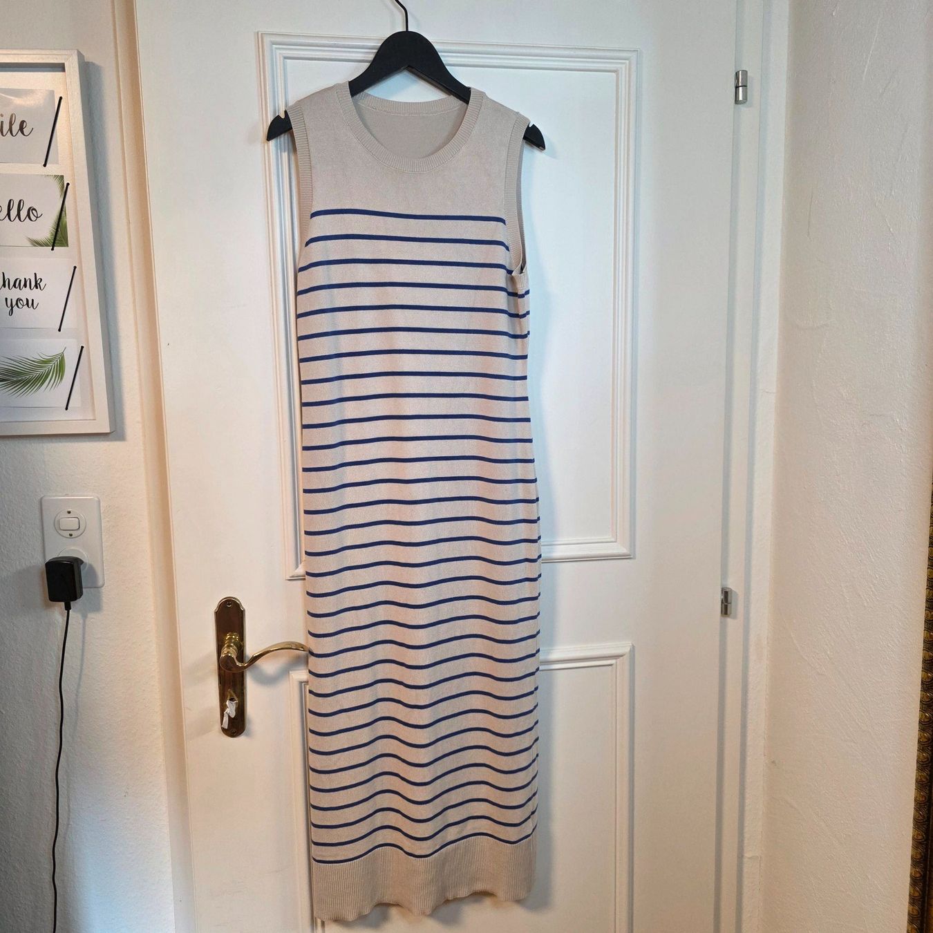 Vestiti: Creme Kleid mit blauen Streifen – Usato da Wald ZH venduto da CapLux 7