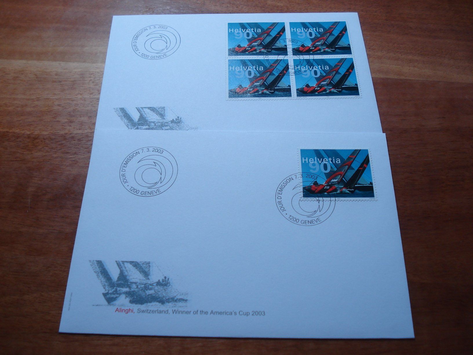 Tous les timbres: AlinghiAmericas Cup, 2003, FDC Einzel + 4erblock – D'occasion à Niederwil AG par morostahu 1